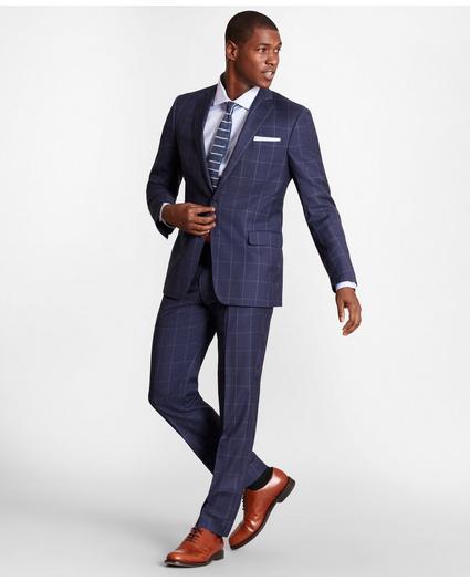 BrooksGate Regent-Fit Windowpane Wool Twill Suit Jacket