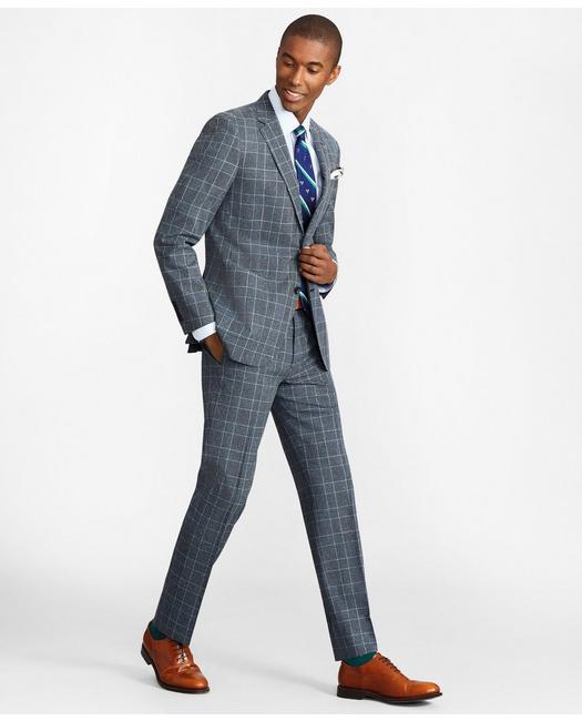 Brooks Brothers Milano Fit Combo Check 1818 Suit | Blue | Size 39 Regular
