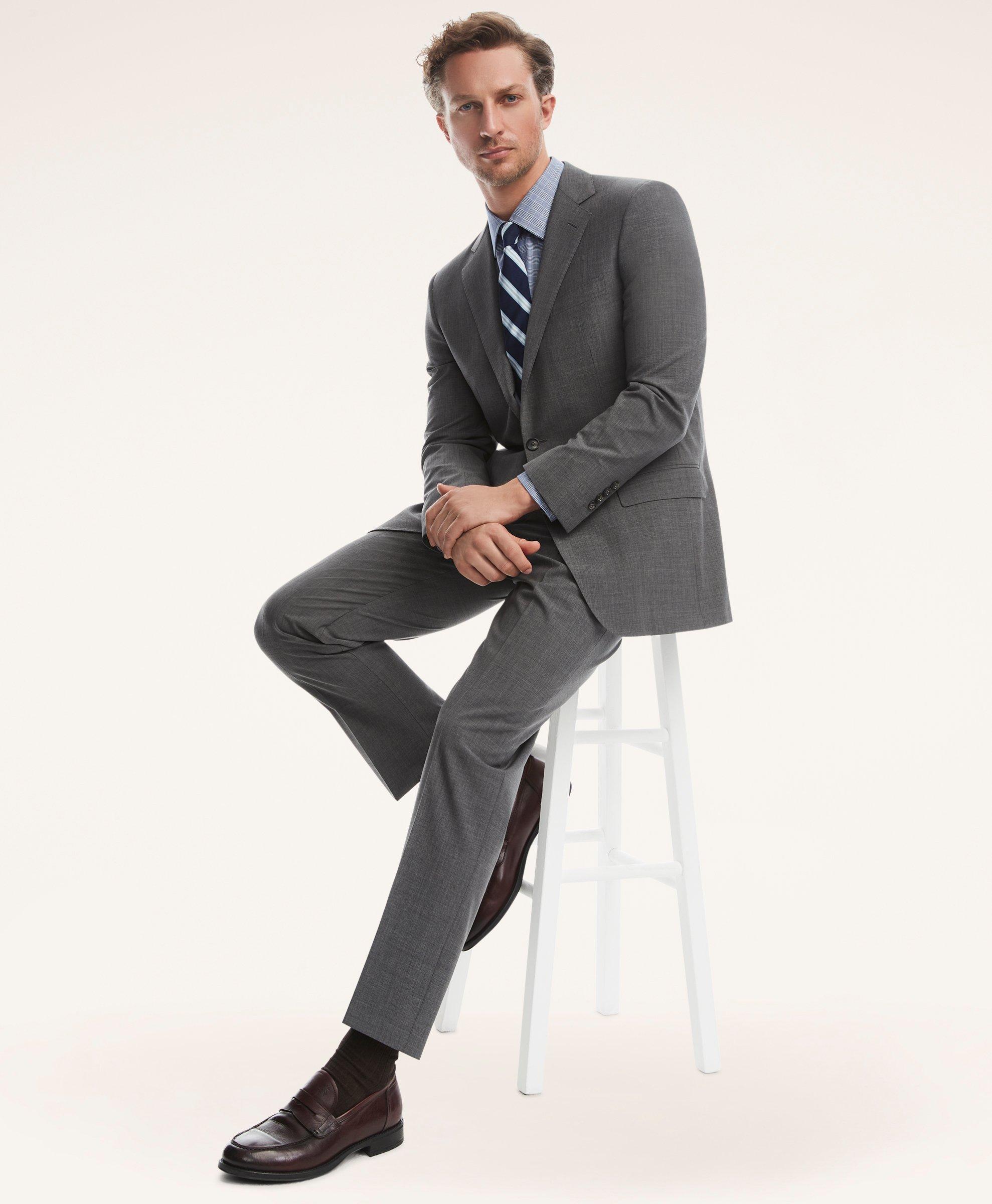 Brooks Brothers Regent Fit Stretch Wool 1818 Suit | Grey | Size 44 Regular