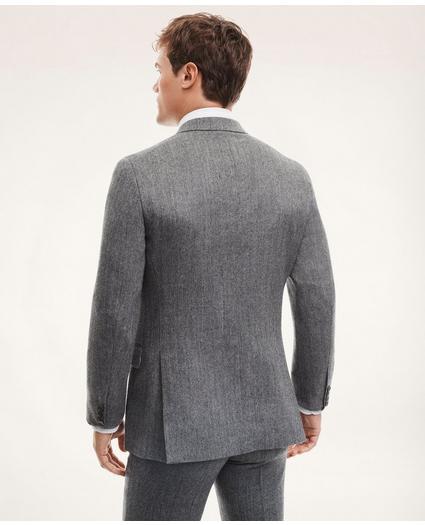Regent Fit Lambswool Double-Breasted Herringbone Suit Jacket