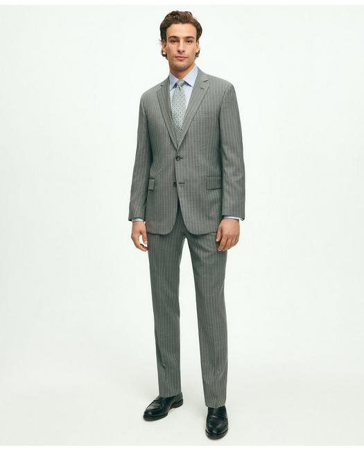 Brooks Brothers Regent Fit Wool Pinstripe 1818 Suit | Grey | Size 42 Long