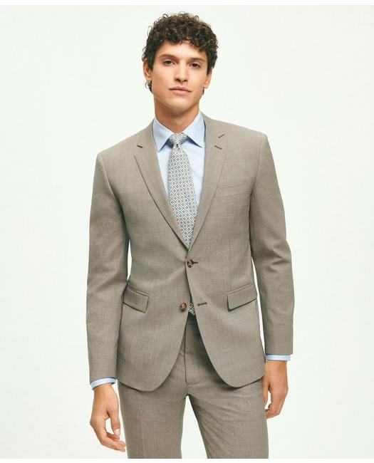 Brooks Brothers Milano Fit Stretch Wool 1818 Suit | Beige | Size 41 Regular
