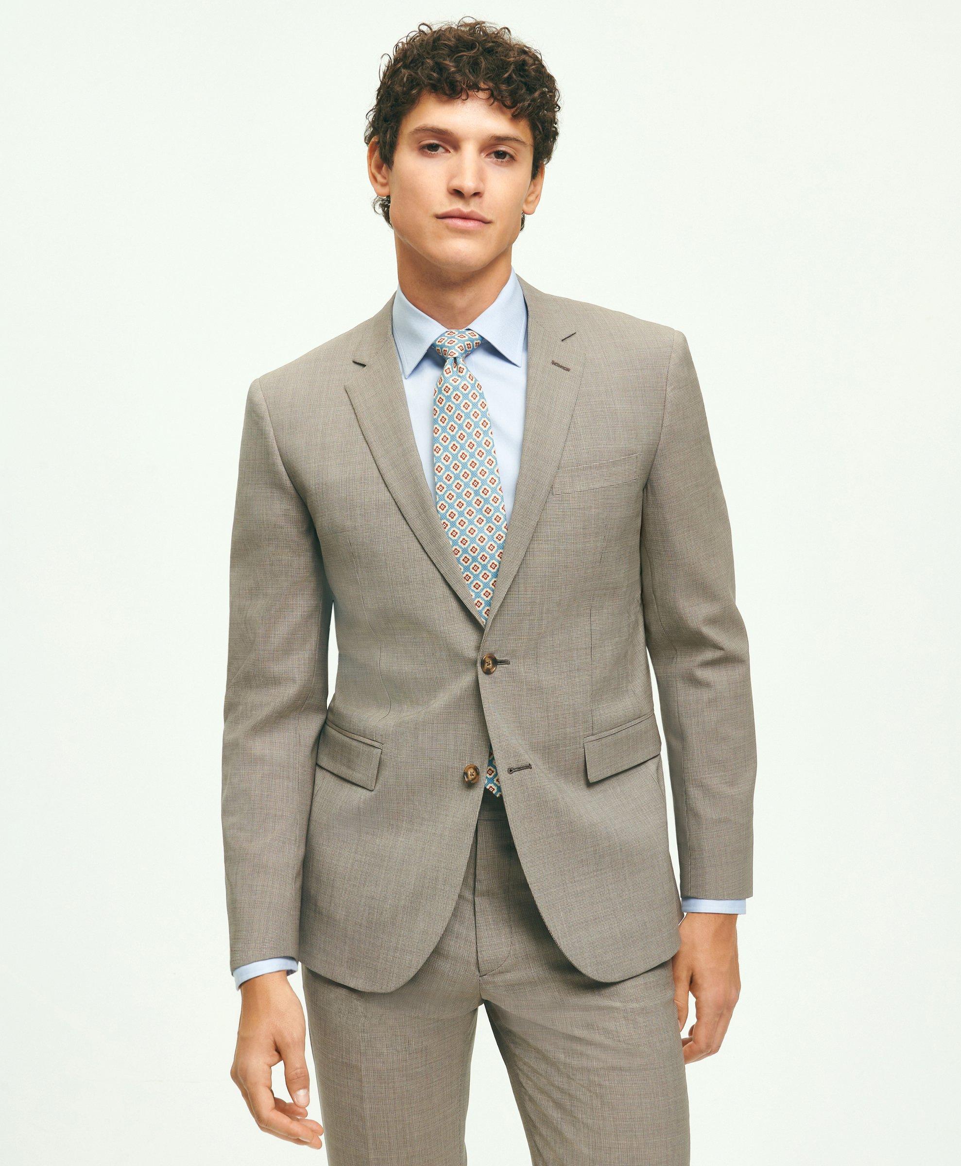 Brooks Brothers Milano Fit Stretch Wool 1818 Suit | Beige | Size 38 Regular