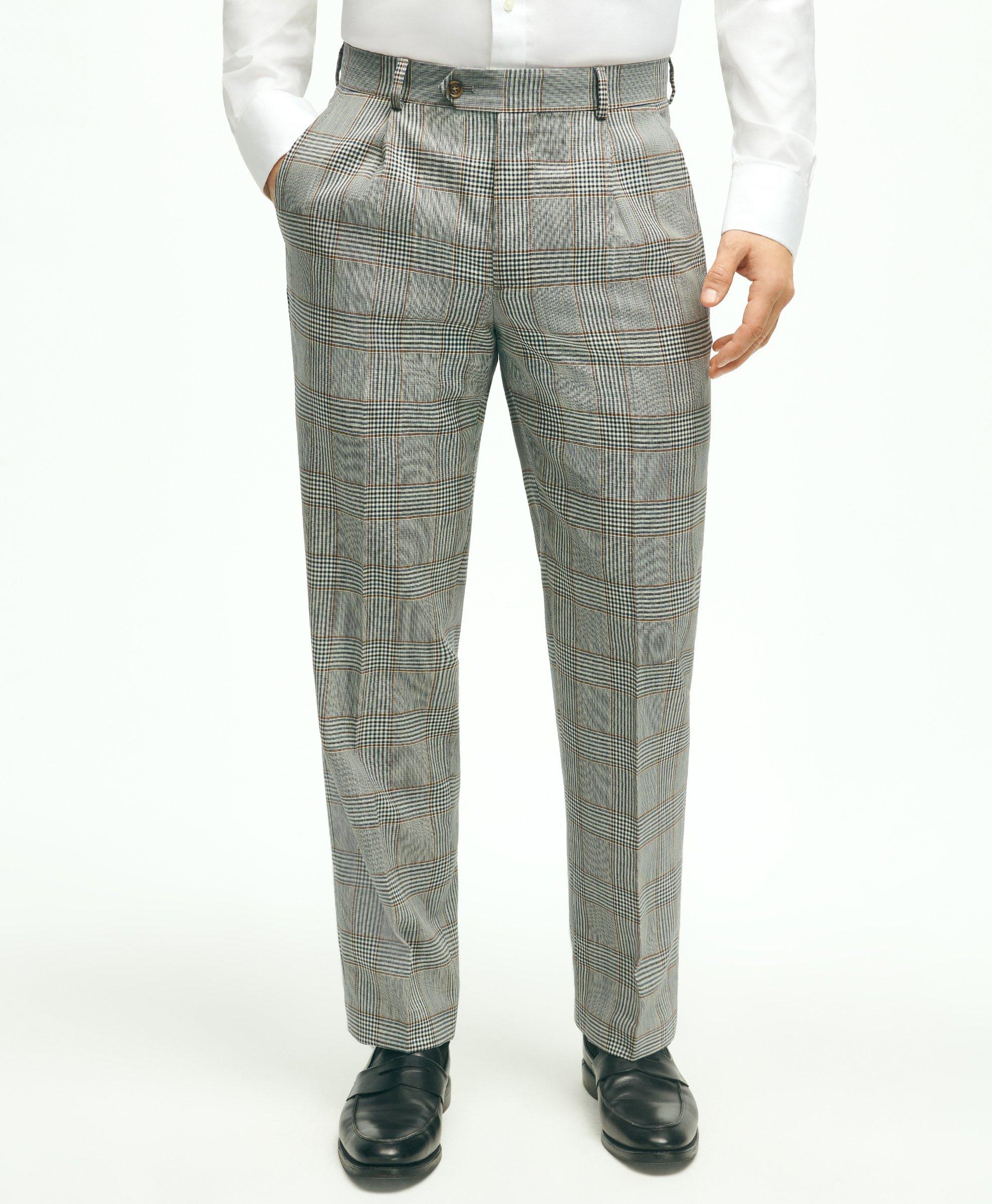 Men's Plaid Dress Pants Multi Grey