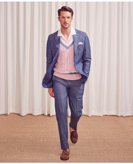 Regent Fit Wool Linen Herringbone Suit Jacket