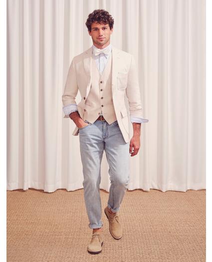 Regent Fit Linen Cotton Herringbone Suit Jacket