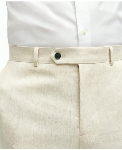 Regent Fit Linen Cotton Herringbone Suit Pants