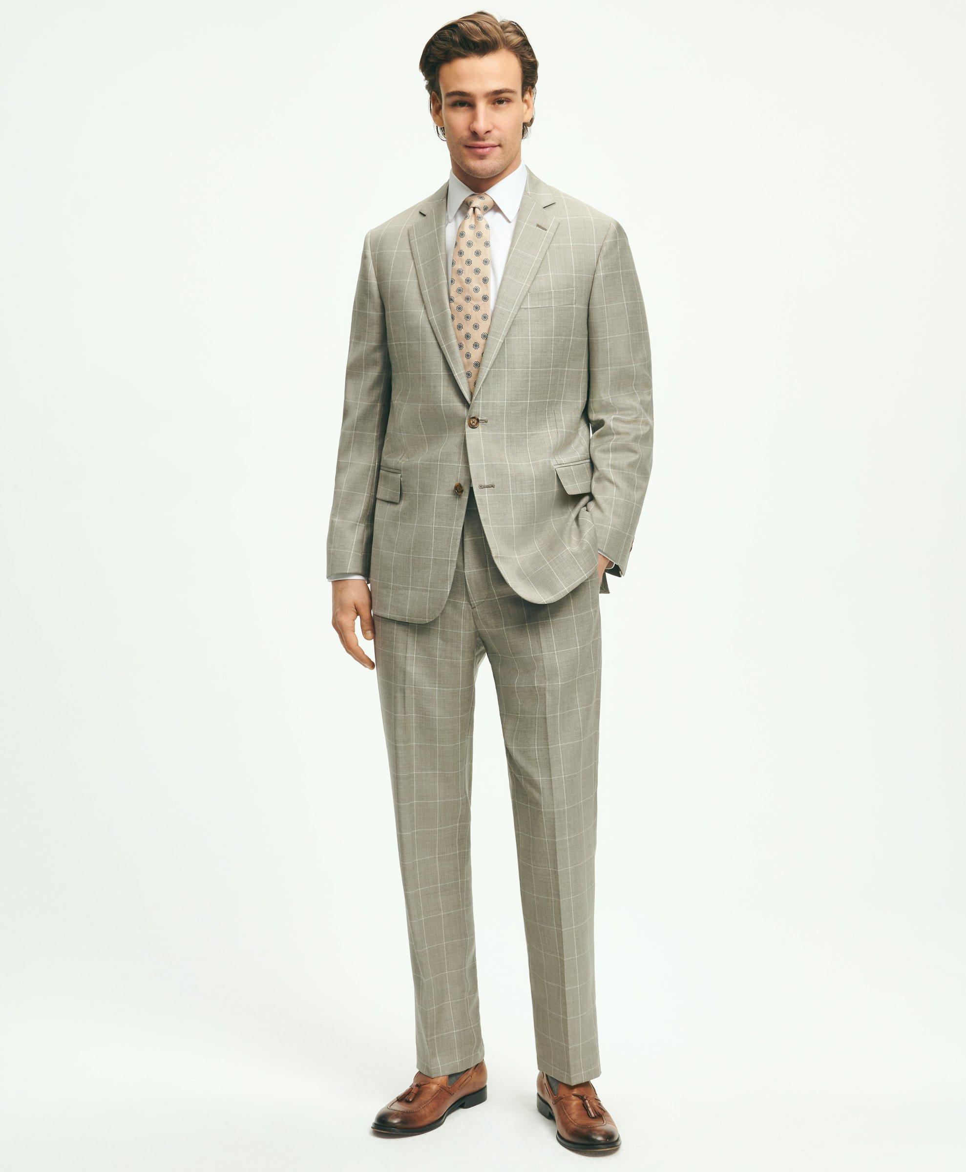 Brooks Brothers Regent-Fit Windowpane Wool Twill Suit Jacket