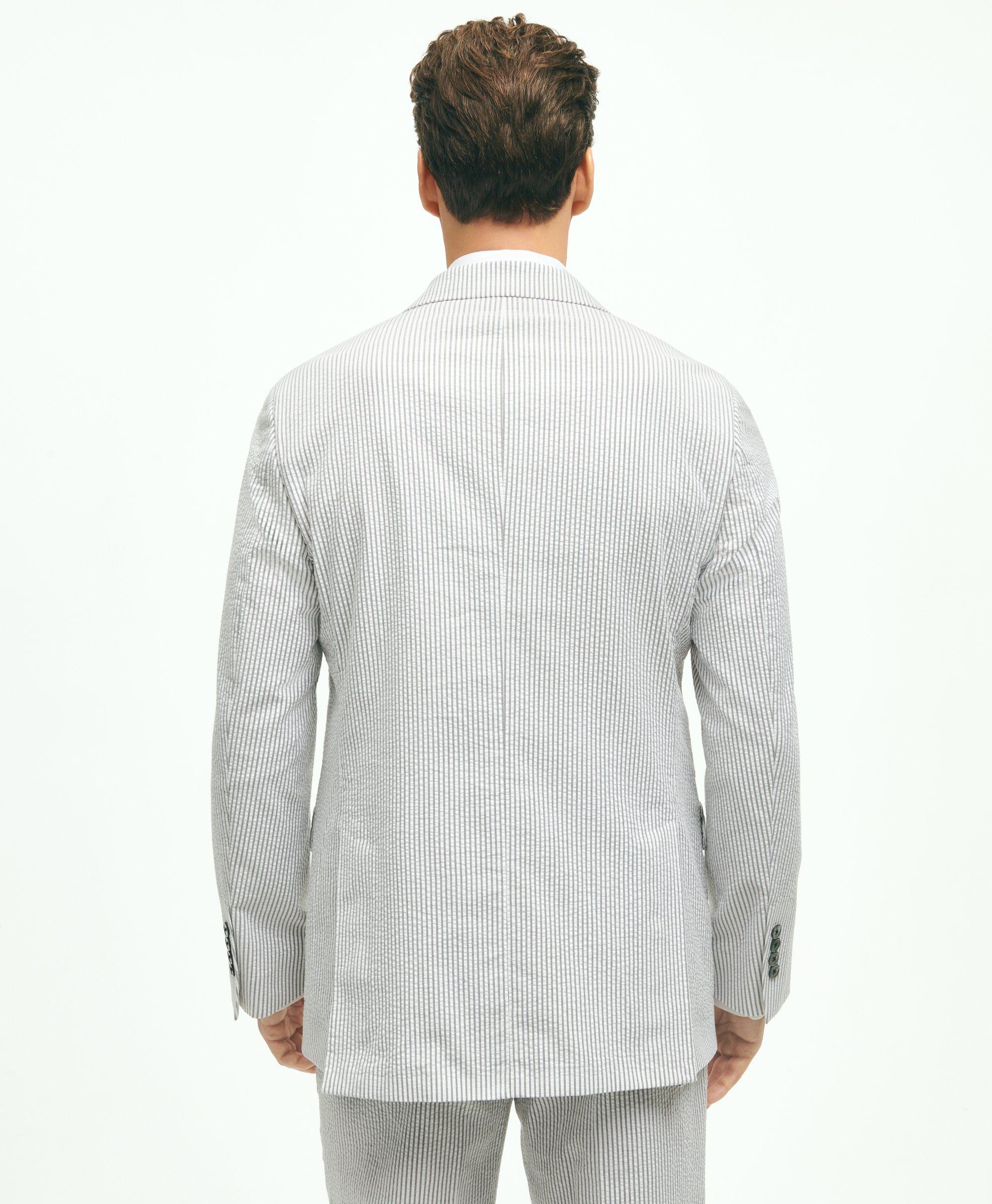 Regent Fit Stretch Cotton Seersucker Double-Breasted Suit Jacket