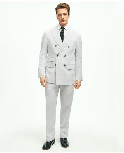 Regent Fit Stretch Cotton Seersucker Double-Breasted Suit Jacket
