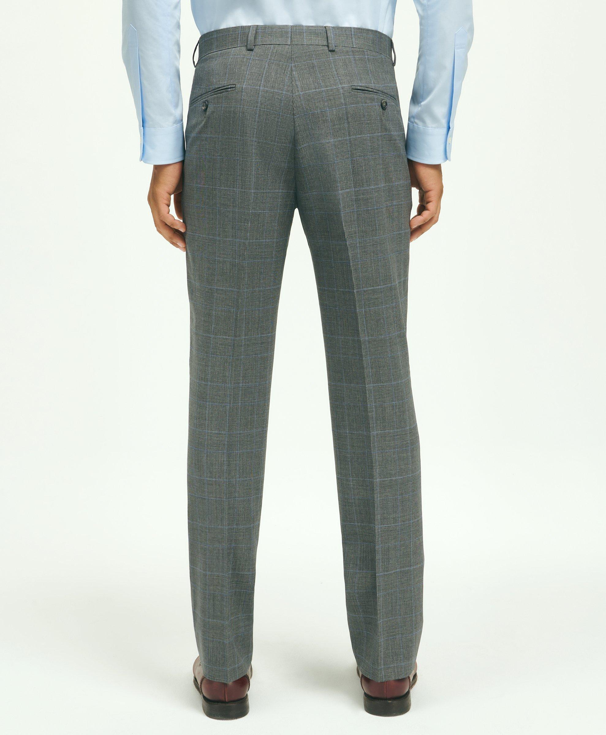 Men's French Blue Vested Suit with Plaid Pants main image 1