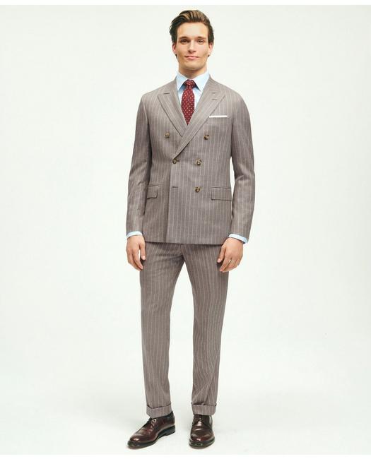 Brooks Brothers Classic Fit Stretch Wool Pinstripe 1818 Suit | Grey | Size 40 Regular