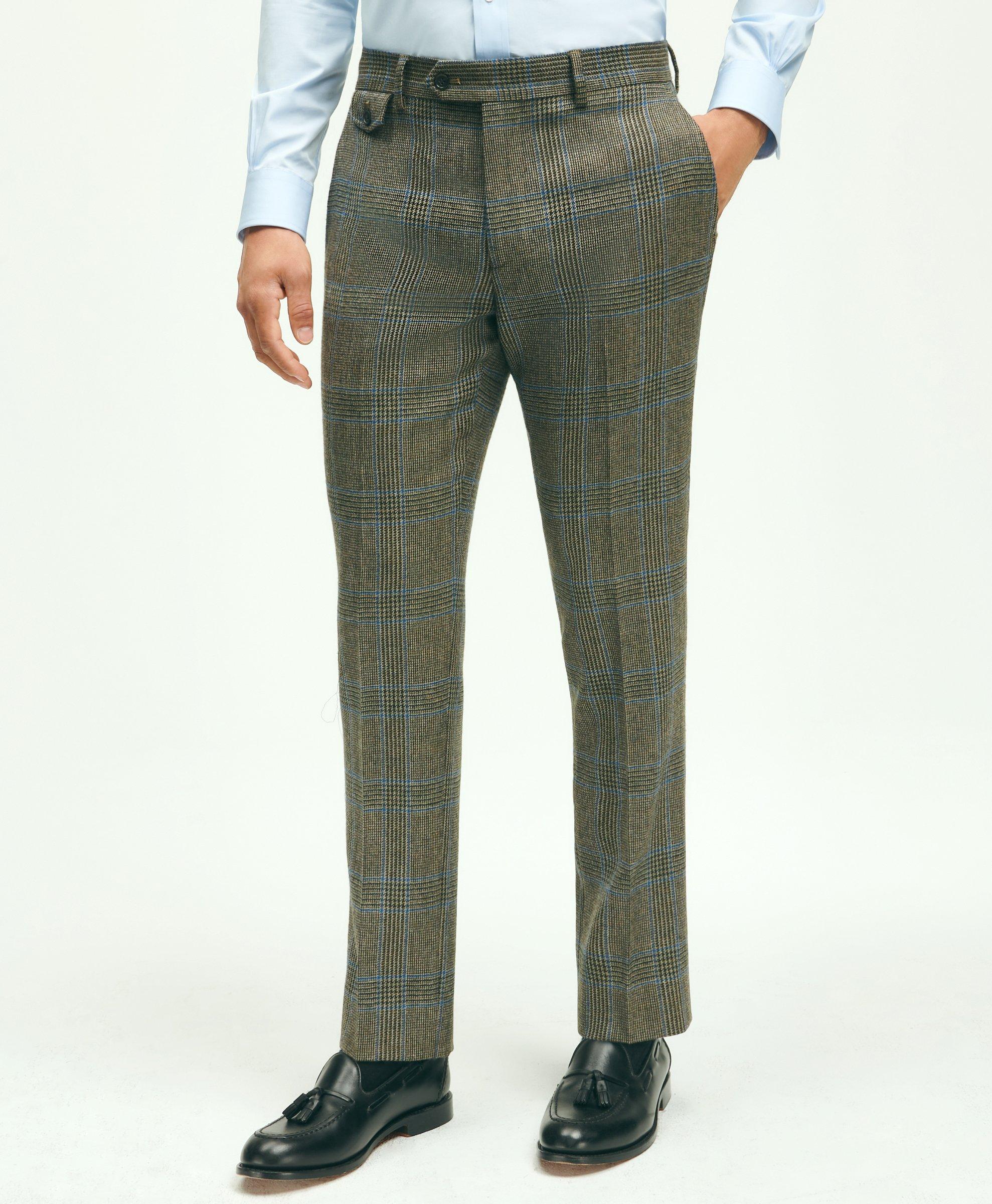 Brooks Brothers Slim Fit Wool Twill Prince Of Wales Suit Pants | Blue/brown | Size 38 30 In Blue,brown
