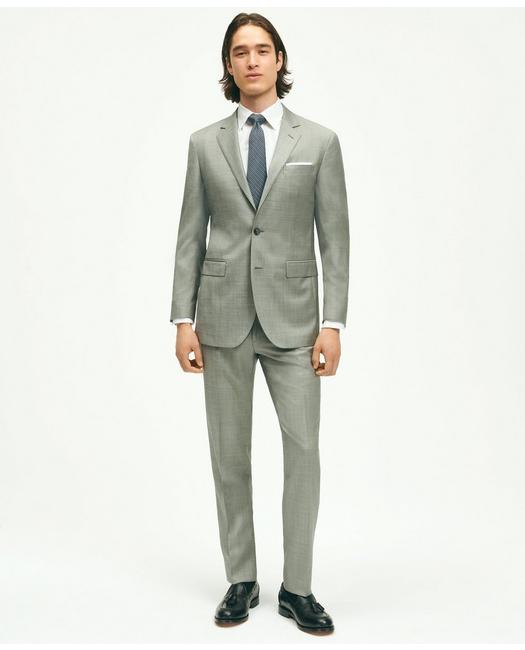 Brooks Brothers Slim Fit Wool Sharkskin 1818 Suit | Light Grey | Size 40 Short