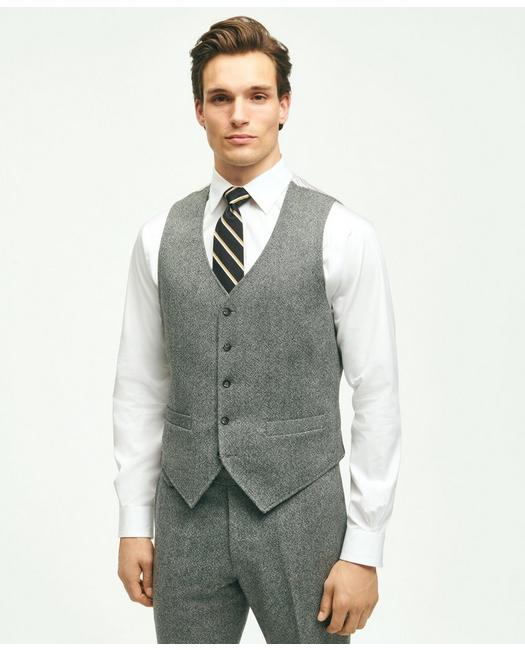 Brooks Brothers Classic Fit Wool Tweed Suit Vest | Grey | Size 42 Long