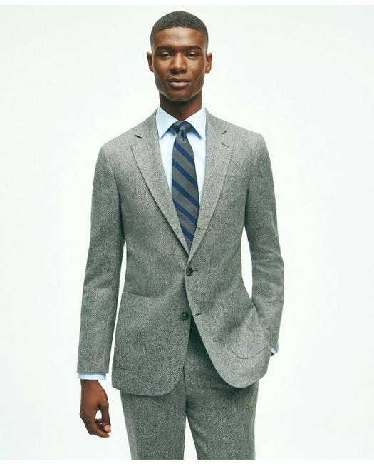 Brooks Brothers Slim Fit Wool Tweed Patch Pocket Suit Jacket | Grey | Size 36 Regular
