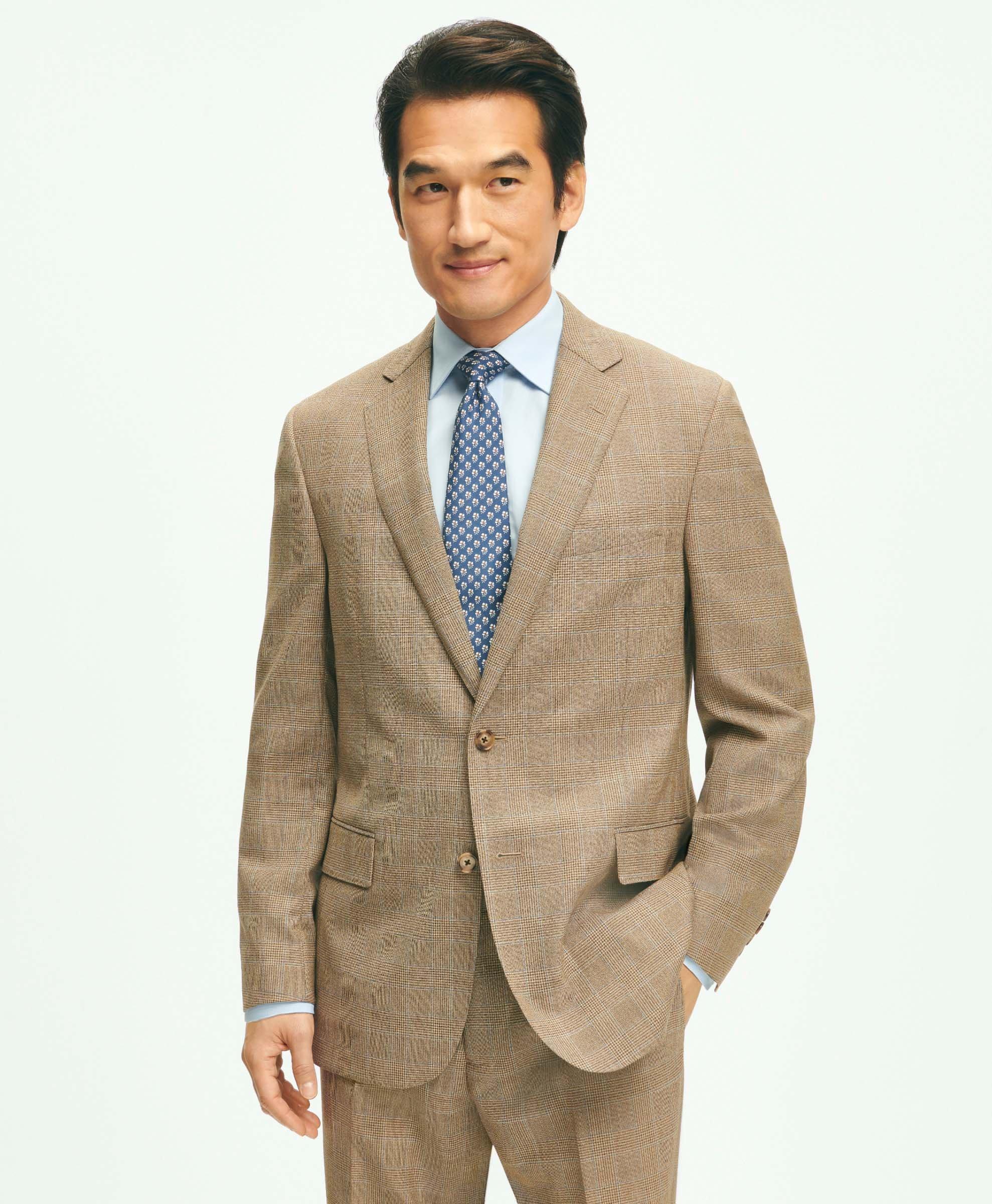 Brooks Brothers Classic Fit Wool Checked 1818 Suit In Brown