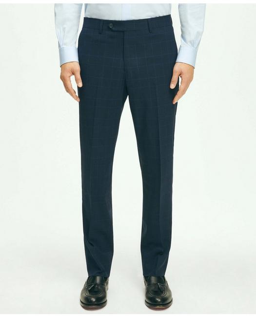 Brooks Brothers Explorer Collection Classic Fit Wool Checked Suit Pants | Navy | Size 40 32