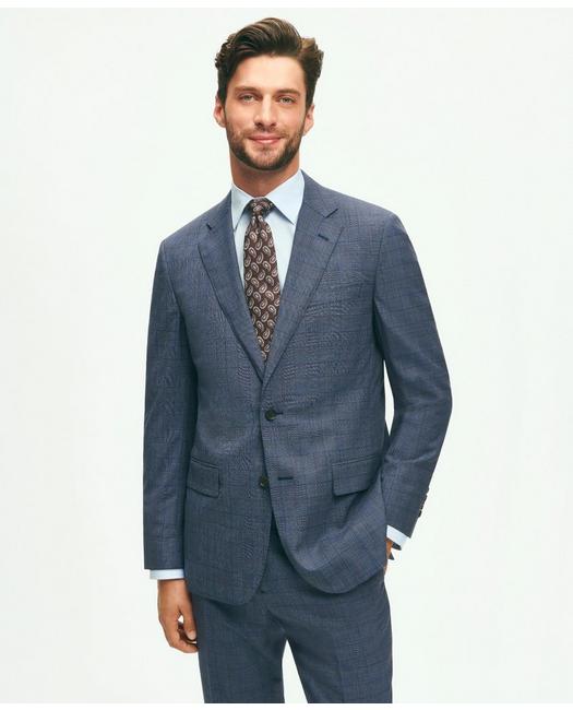 Brooks Brothers Slim Fit Wool Checked 1818 Suit | Navy | Size 38 Short