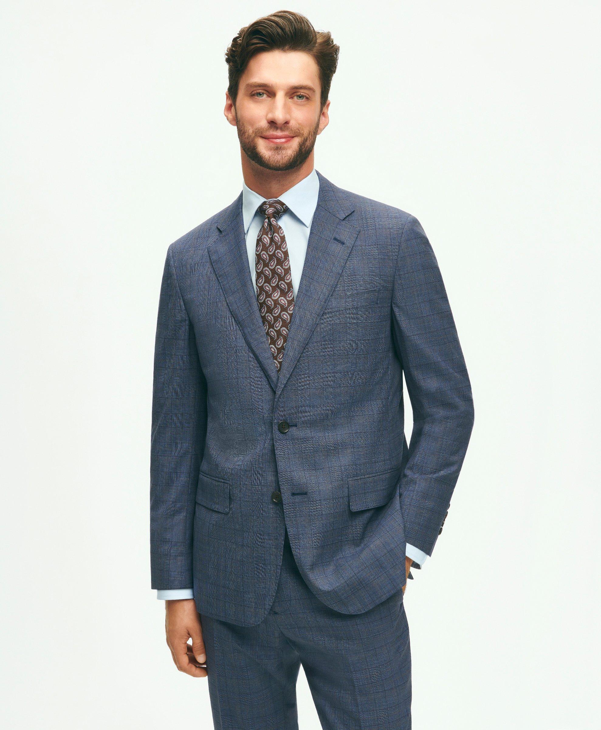 Shop Brooks Brothers Slim Fit Wool Checked 1818 Suit In Navy