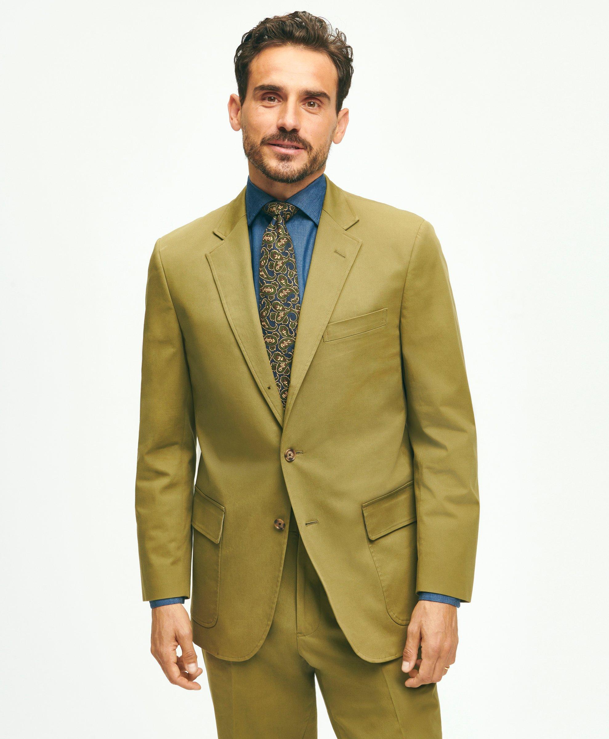 Shop Brooks Brothers The No. 1 Sack Suit In Cotton | Olive | Size 50 Long