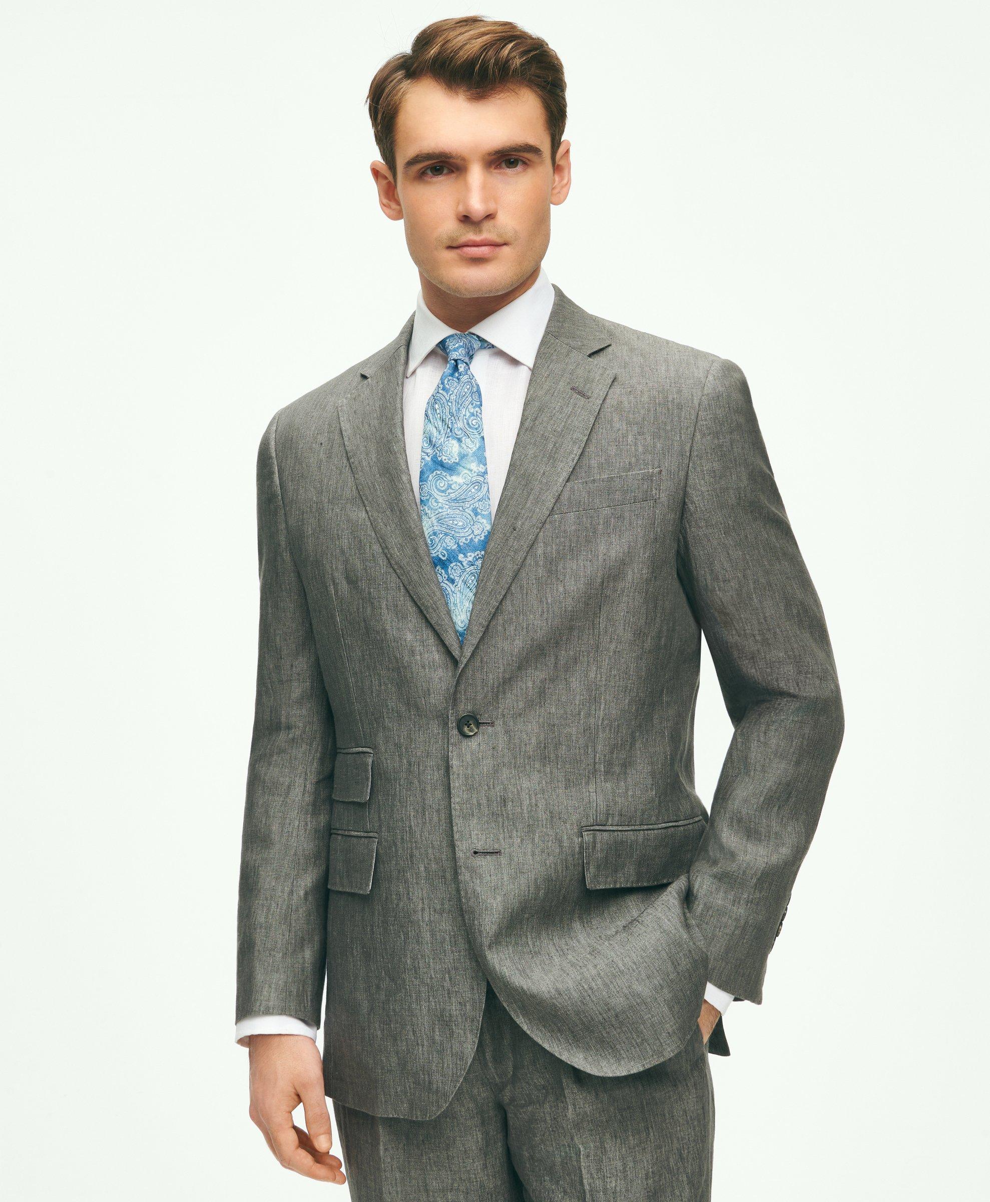 Shop Brooks Brothers Slim Fit Linen Suit Jacket | Grey | Size 36 Short