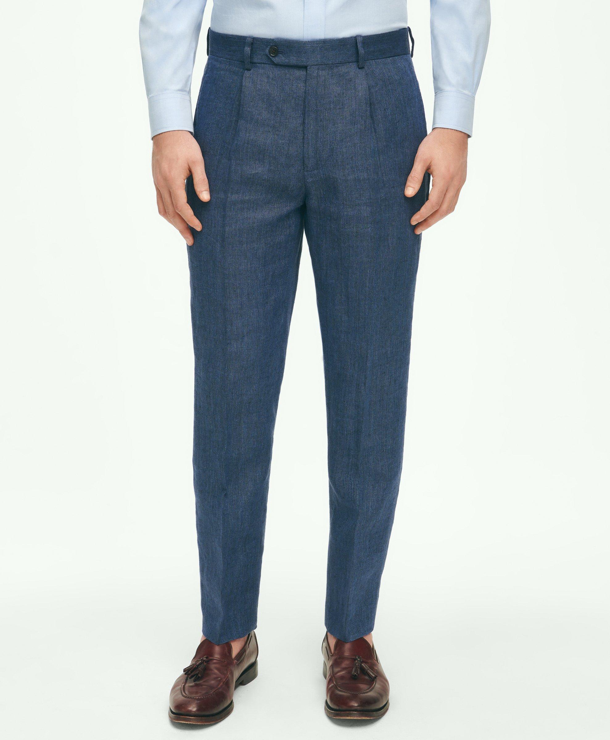 Herringbone Wool Pants | Brooks Brothers