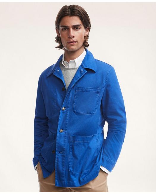 Brooks Brothers Stretch Cotton Twill Chore Jacket | Blue | Size Xl