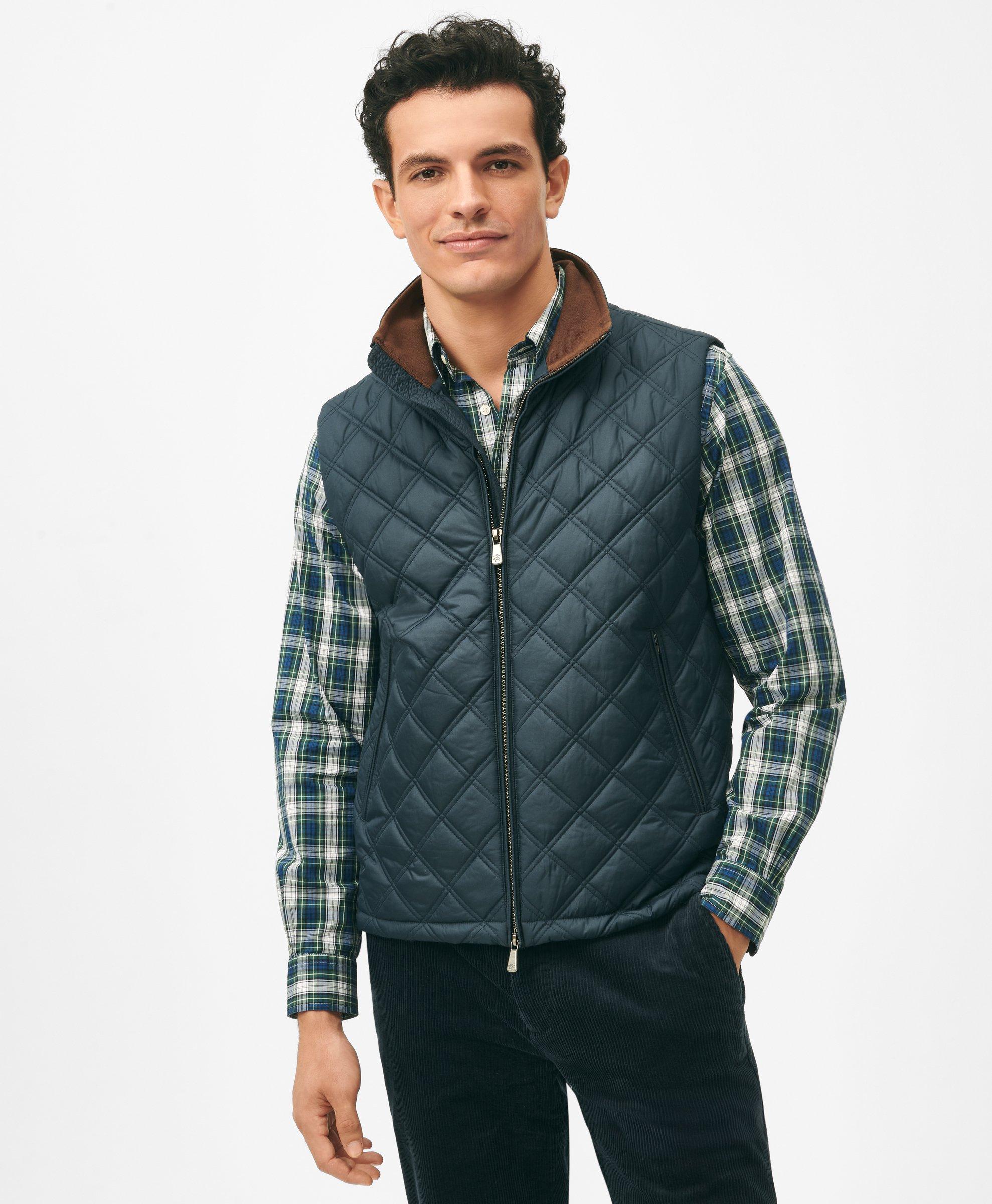 Brooks Brothers Paddock Diamond Quilted Vest In Navy