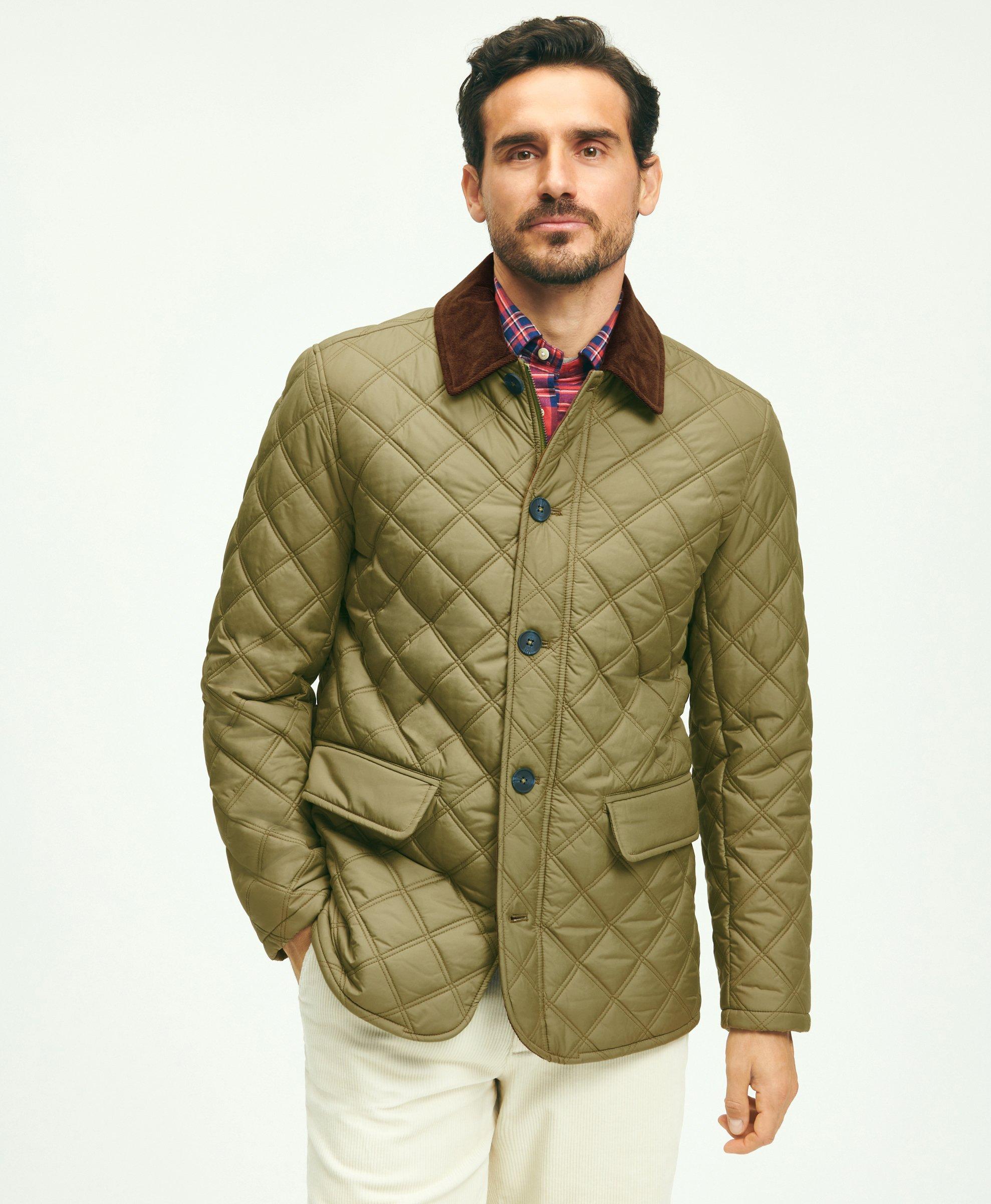 Brooks Brothers Paddock Diamond Quilted Coat | Olive | Size Small