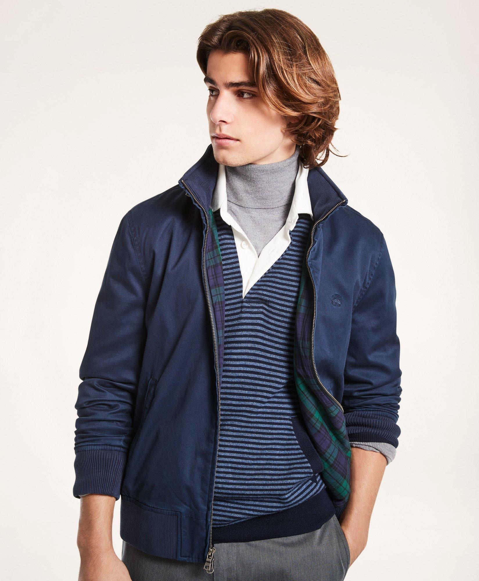 Brooks Brothers Cotton Bomber Jacket In Navy
