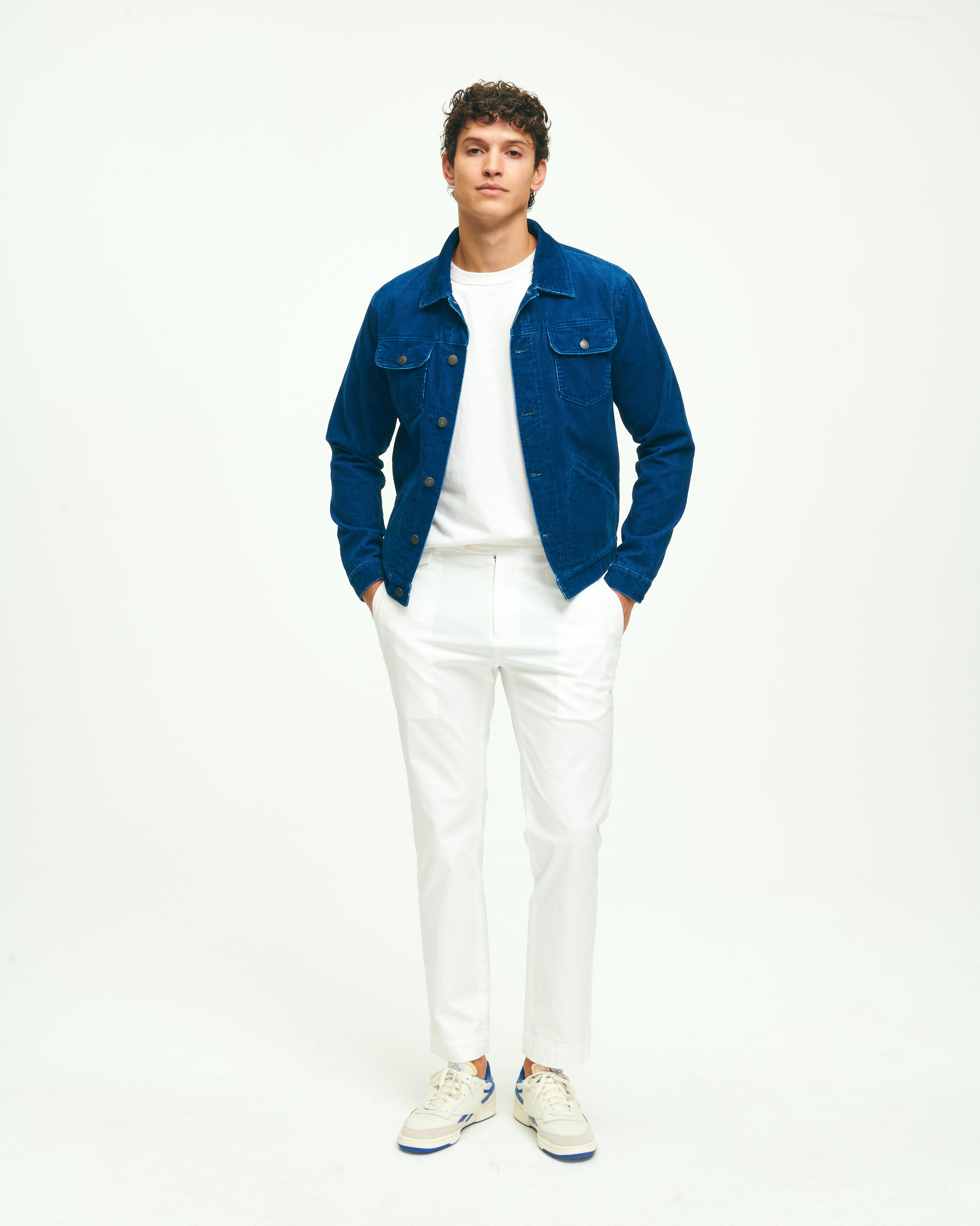 Brooks Brothers Medium Wale Corduroy Indigo Trucker Jacket In Indigo