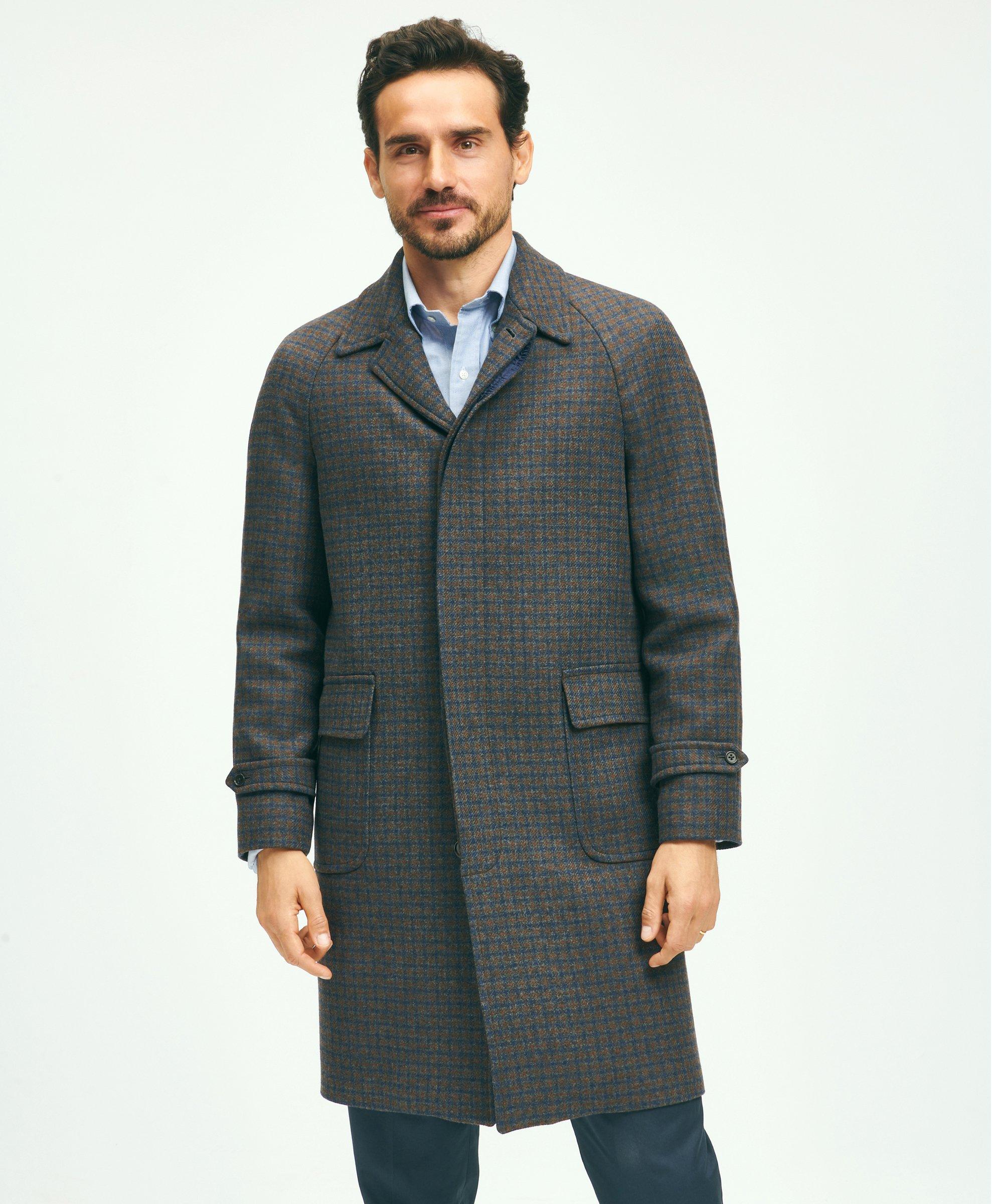 Wool Blend Double-Faced Double Breasted Herringbone Overcoat