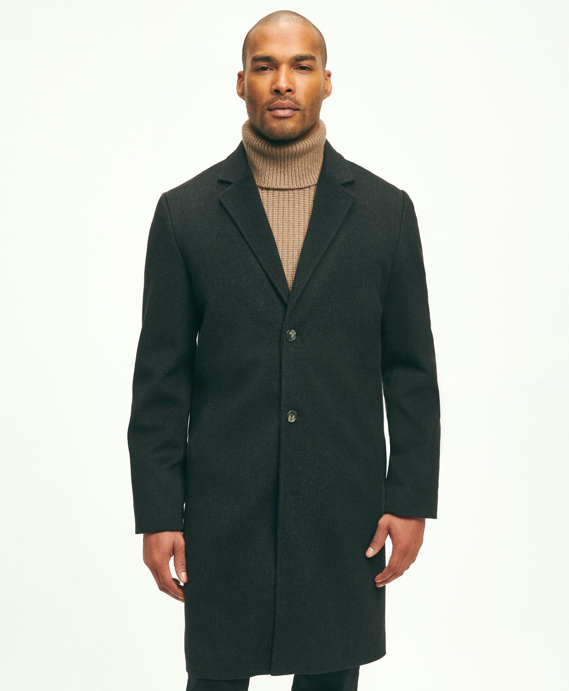 Mens long hot sale wool peacoat