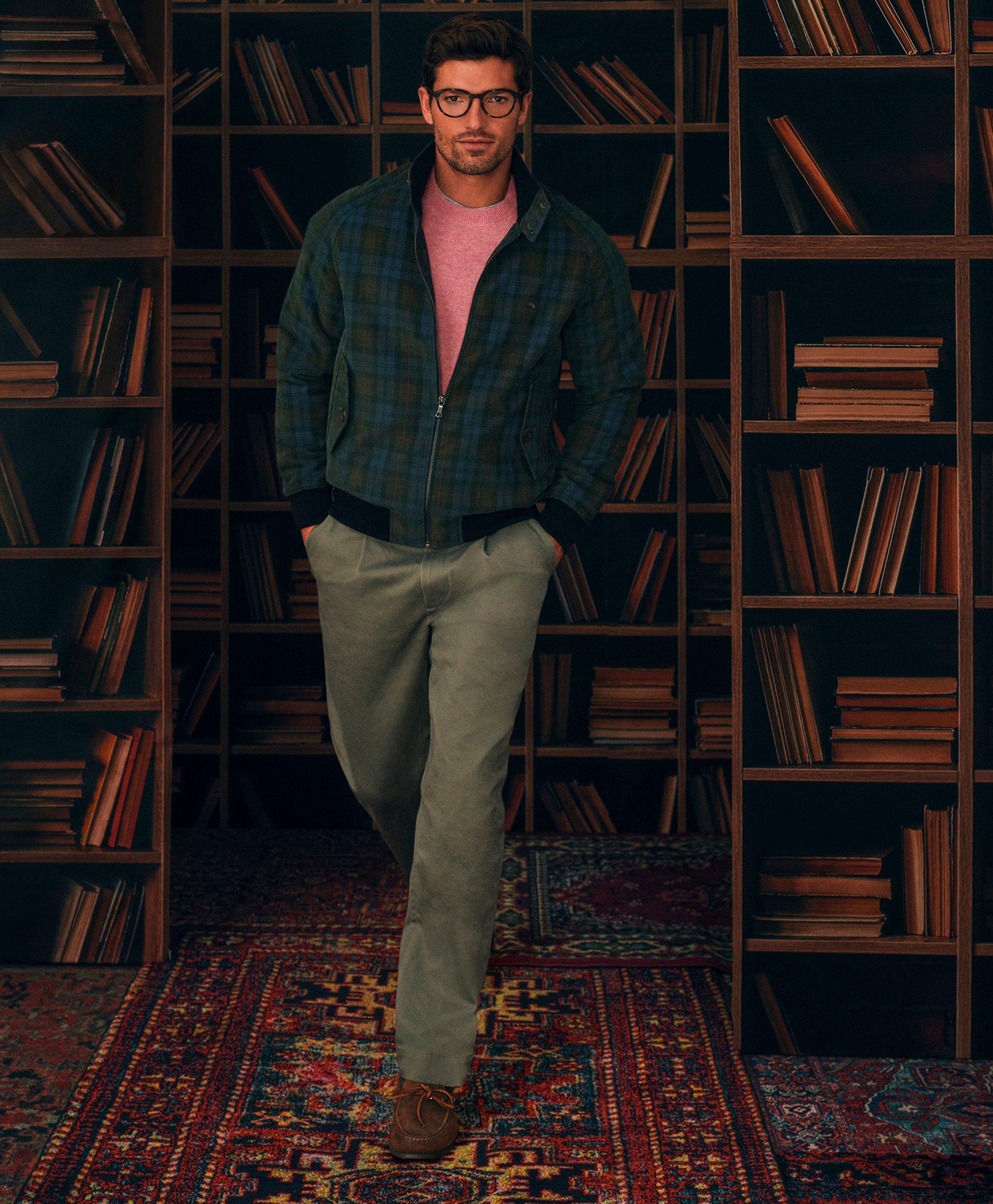 Cotton Corduroy Plaid Bomber Jacket