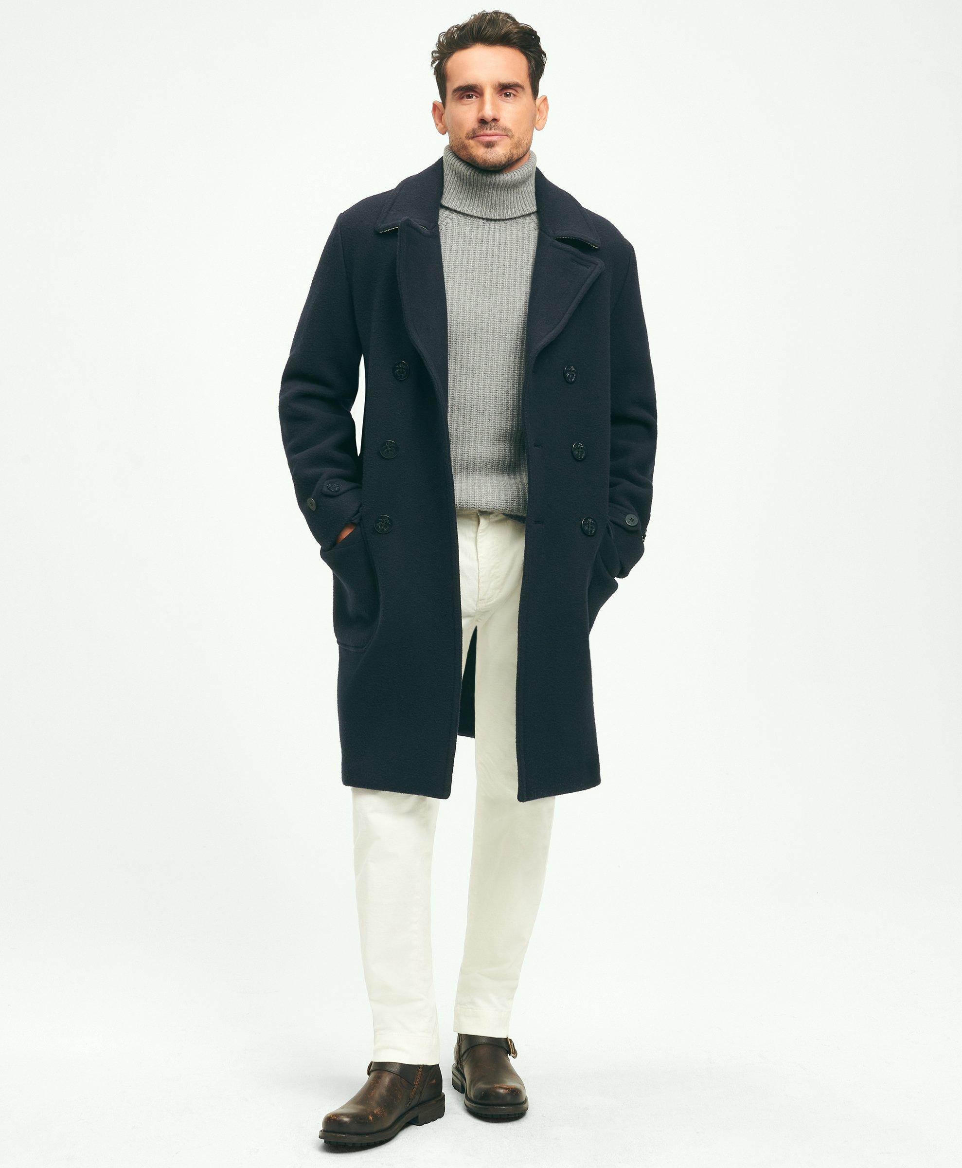 Brooks Brothers Double Faced Wool Top Coat In Navy