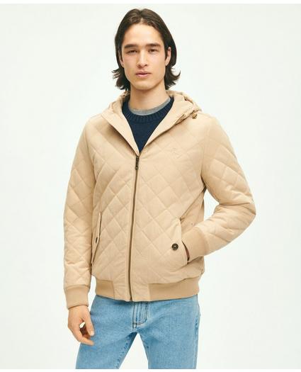 Cotton Blend Hooded Quilted Bomber Jacket