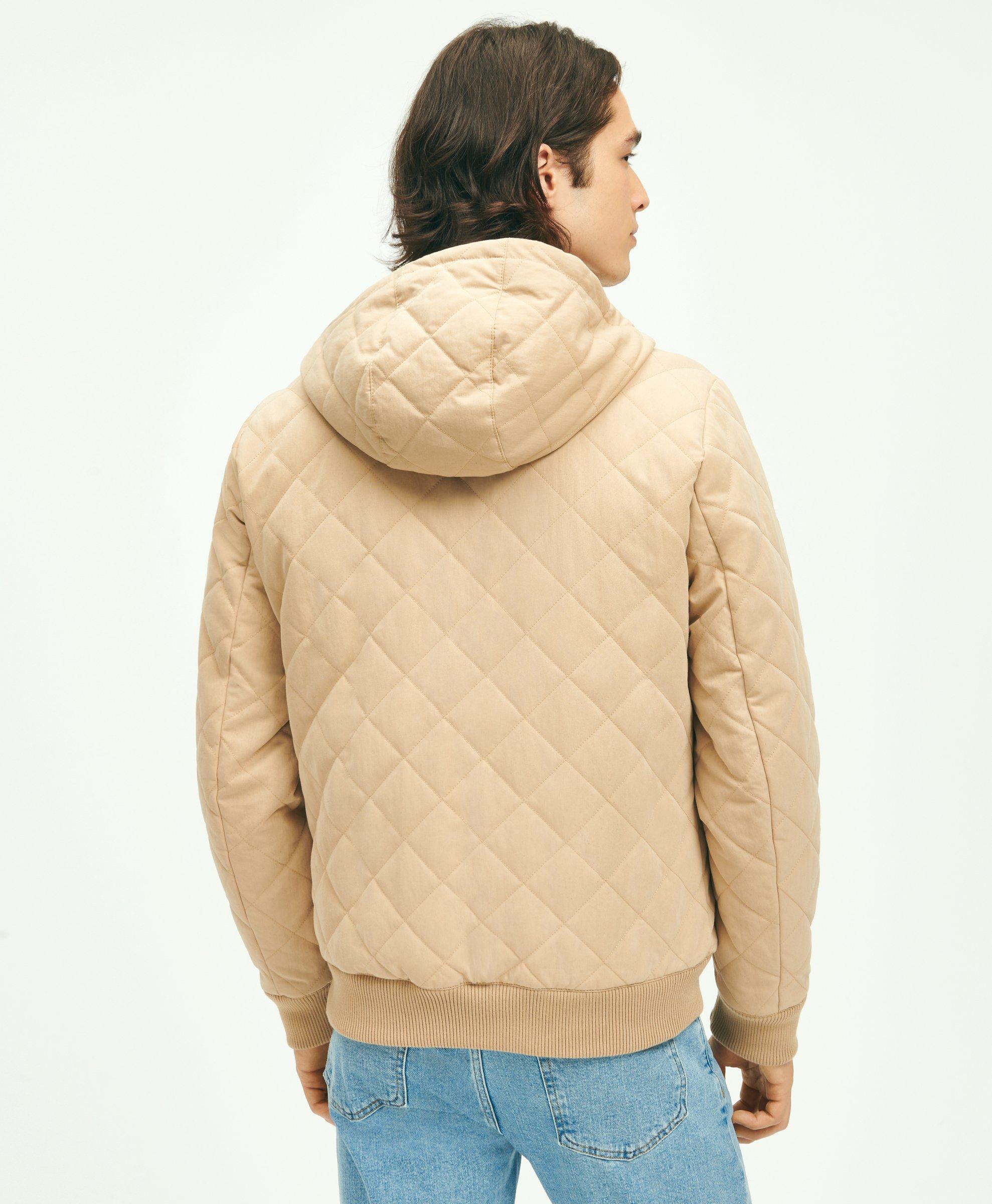 Cotton Blend Hooded Quilted Bomber Jacket