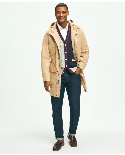 Brooks Brothers Cotton Nylon Parka Jacket | Light Beige | Size Medium