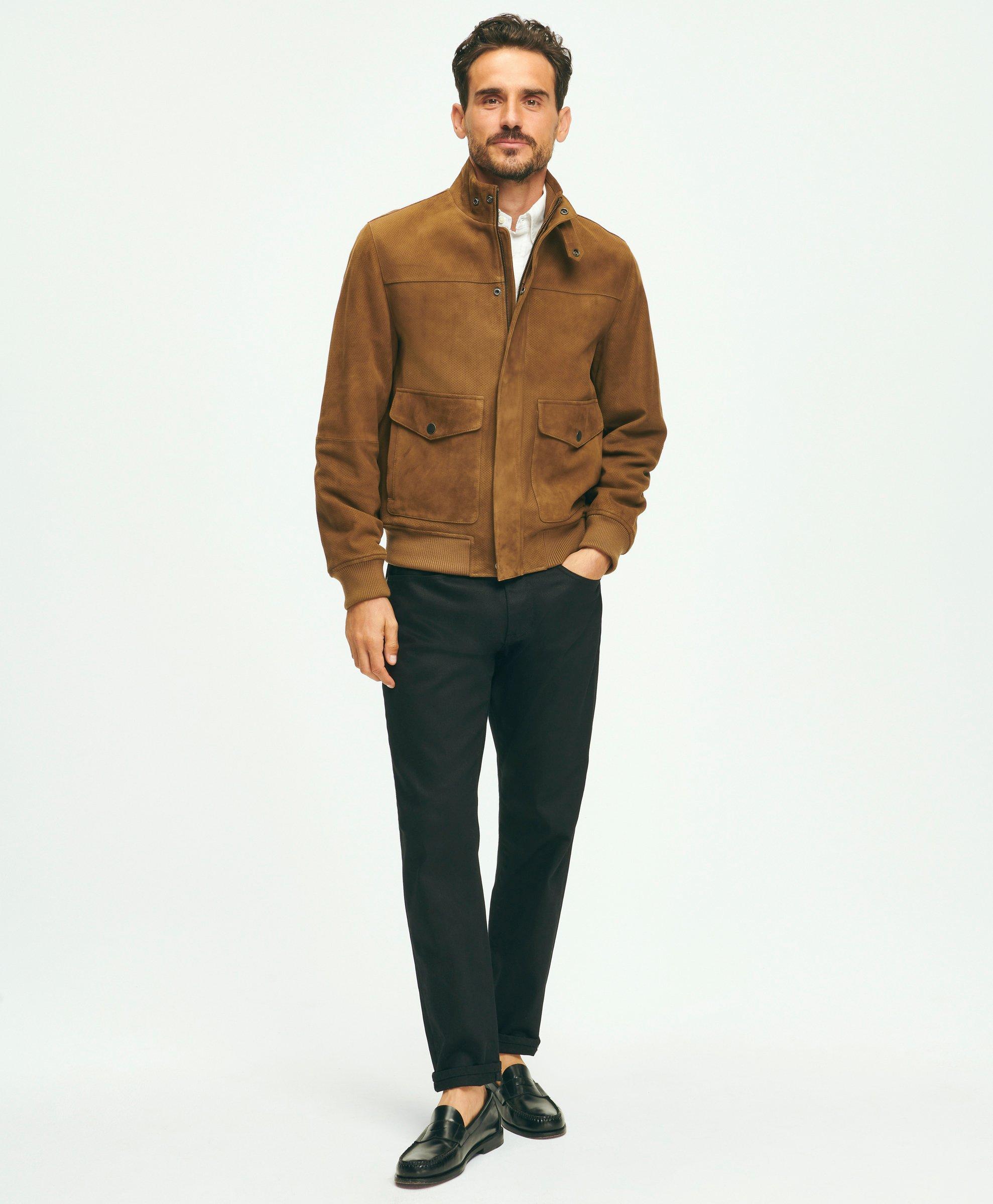 Brooks brothers outlet leather bomber jacket