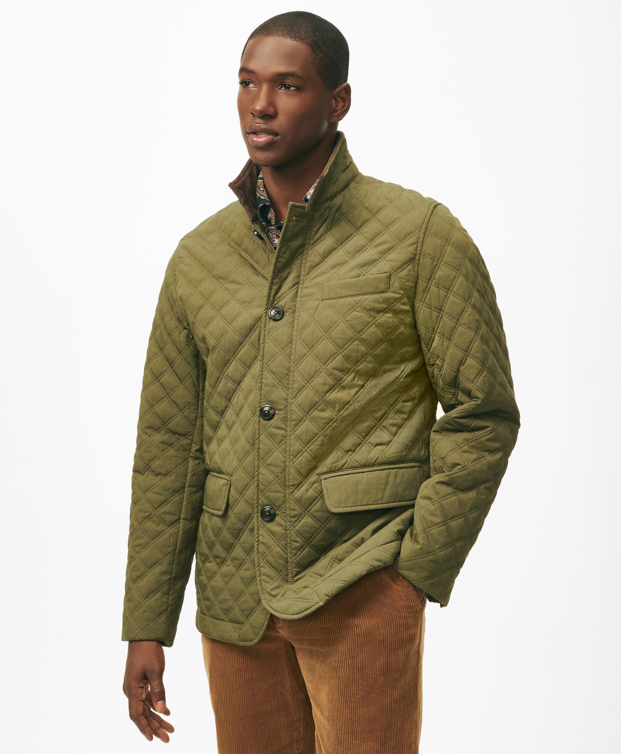 Olive Green Quilted Jacket Brooks Brothers