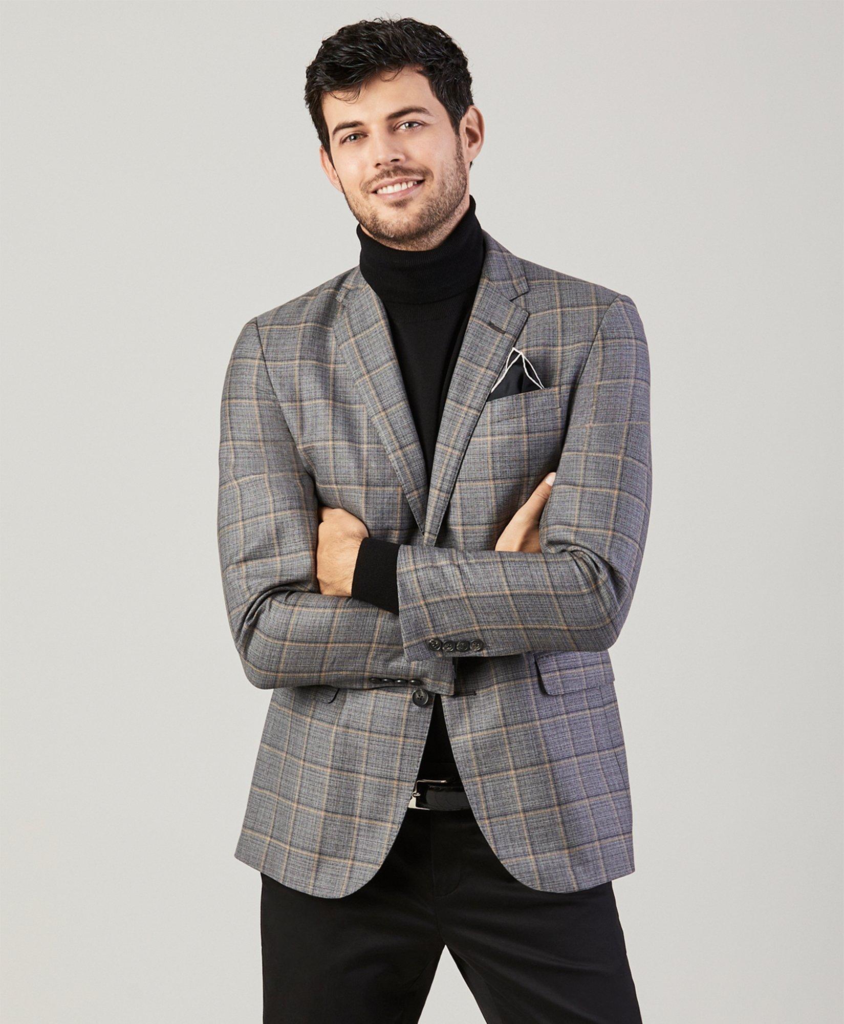 Milano Fit Double Windowpane Sport Coat | Grey | Size 38 Regular In Gray