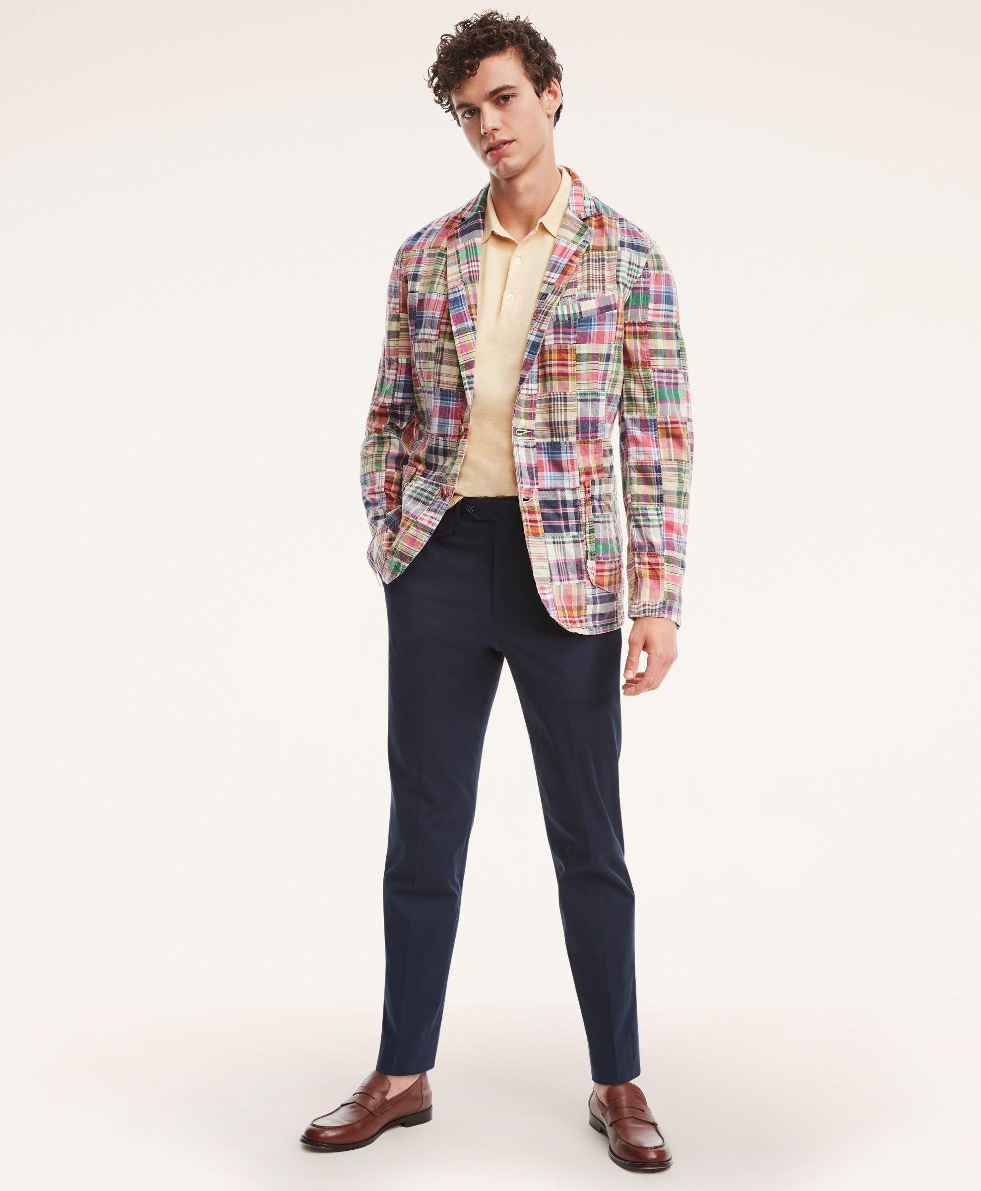 Regent Regular-Fit Cotton Patchwork Madras Sport Coat