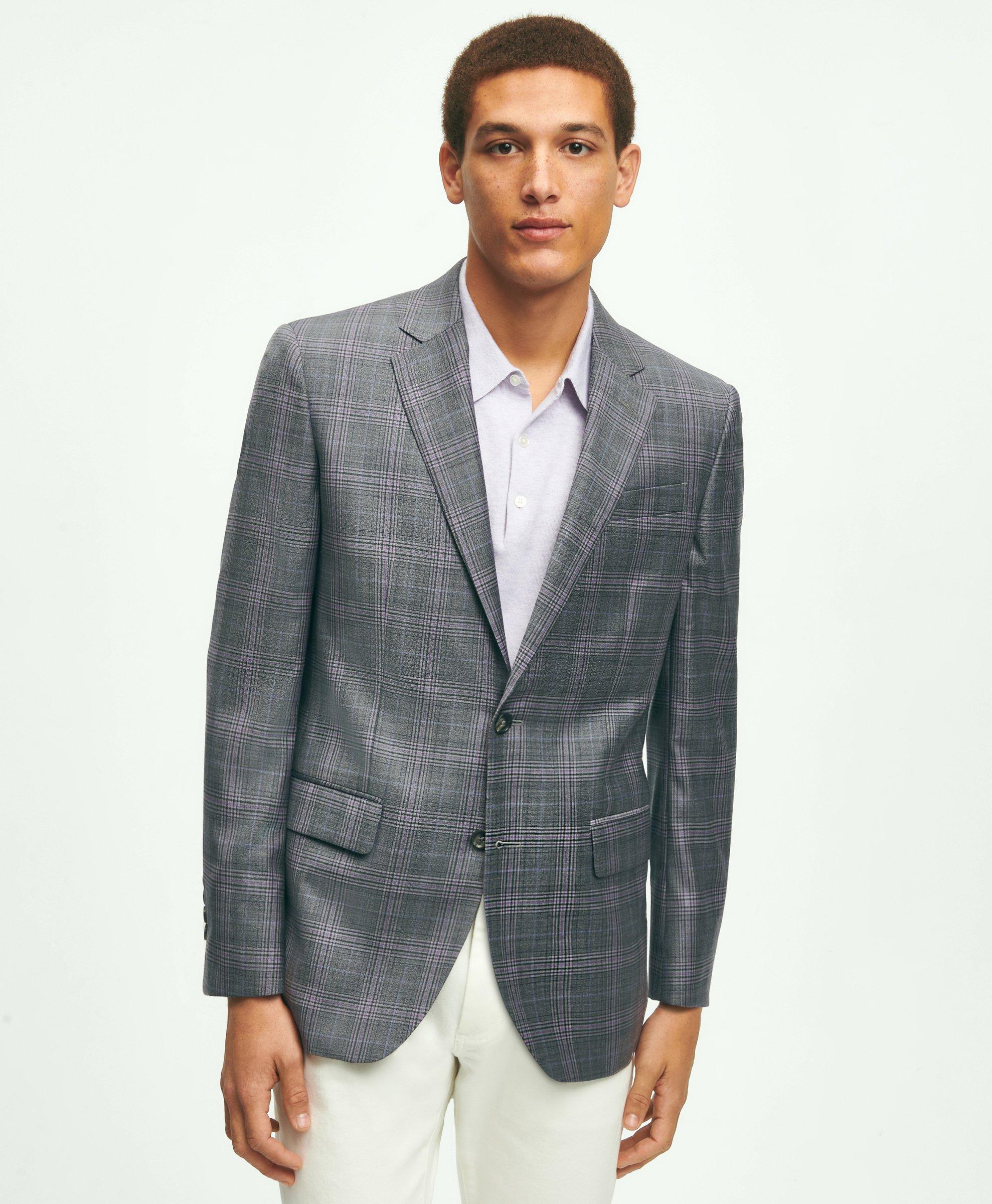 Brooks Brothers Milano Slim-fit Wool Check Sport Coat | Grey | Size 44 Regular