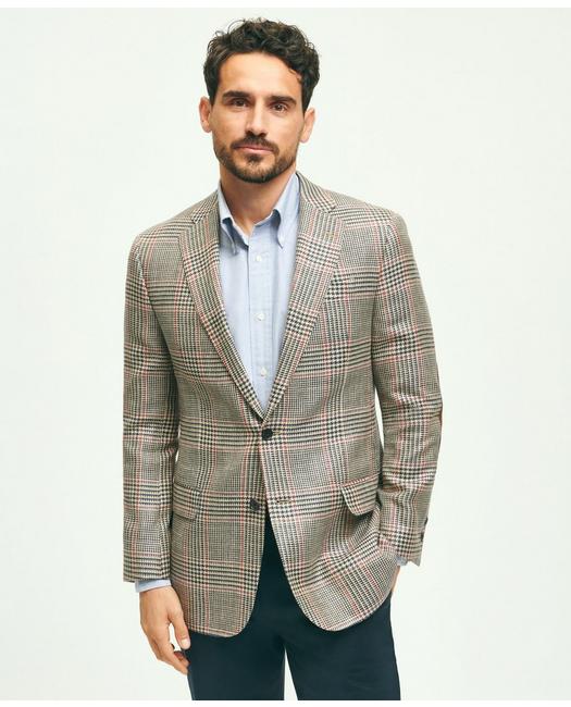 Brooks Brothers Madison Traditional-fit Wool-silk-linen Check Hopsack Sport Coat | Size 42 Regular In Multicolor