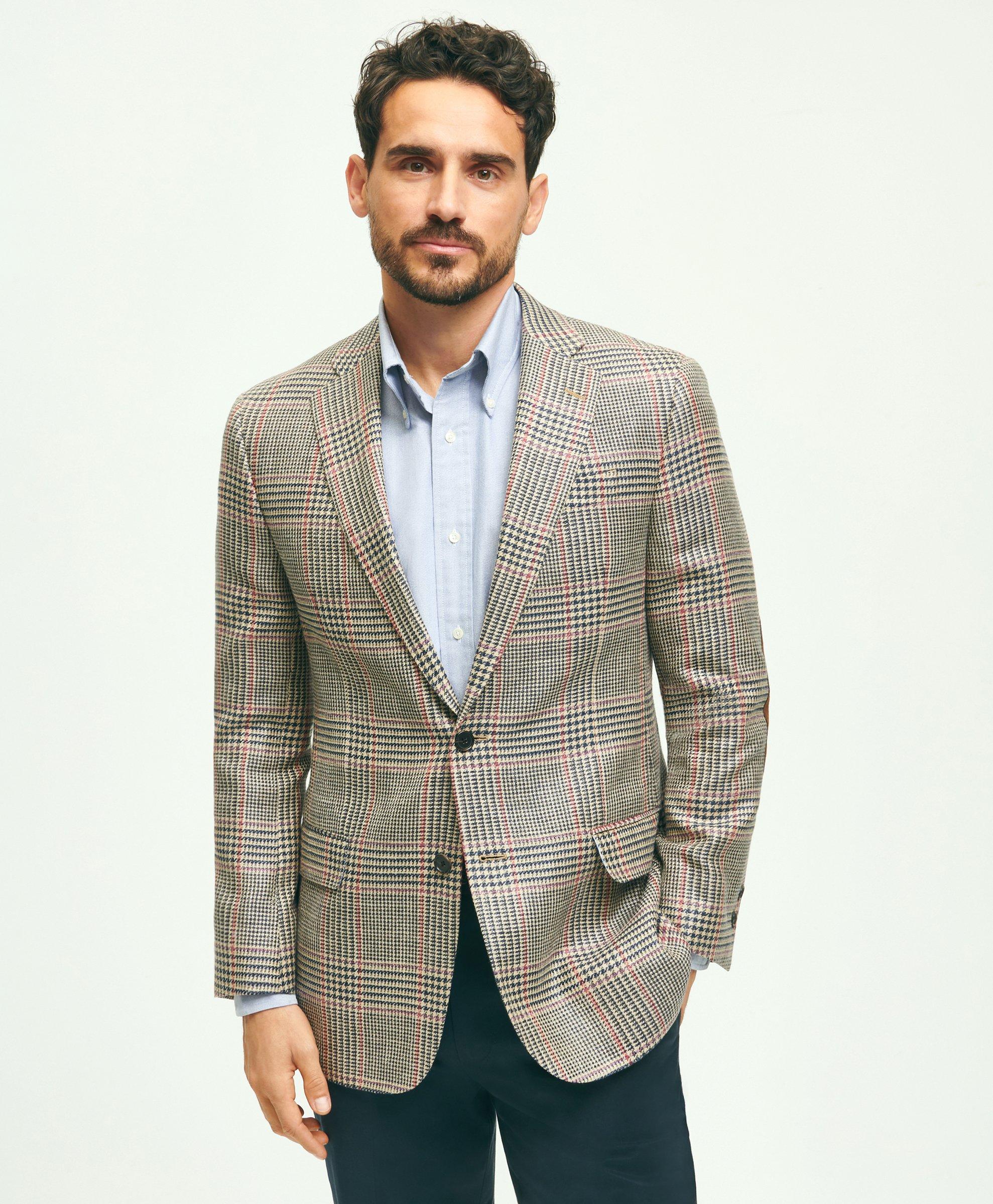 Brooks Brothers Madison Traditional-fit Wool-silk-linen Check Hopsack Sport Coat | Size 44 Regular In Multicolor