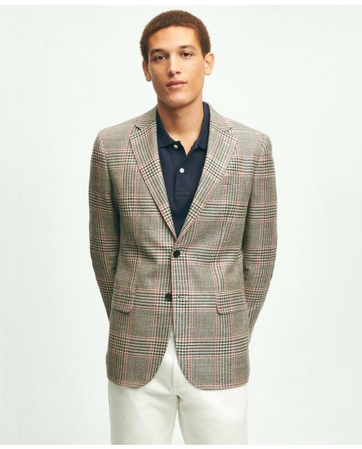 Brooks Brothers Milano Slim-fit Wool-silk-linen Check Hopsack Sport Coat | Size 46 Regular In Multicolor