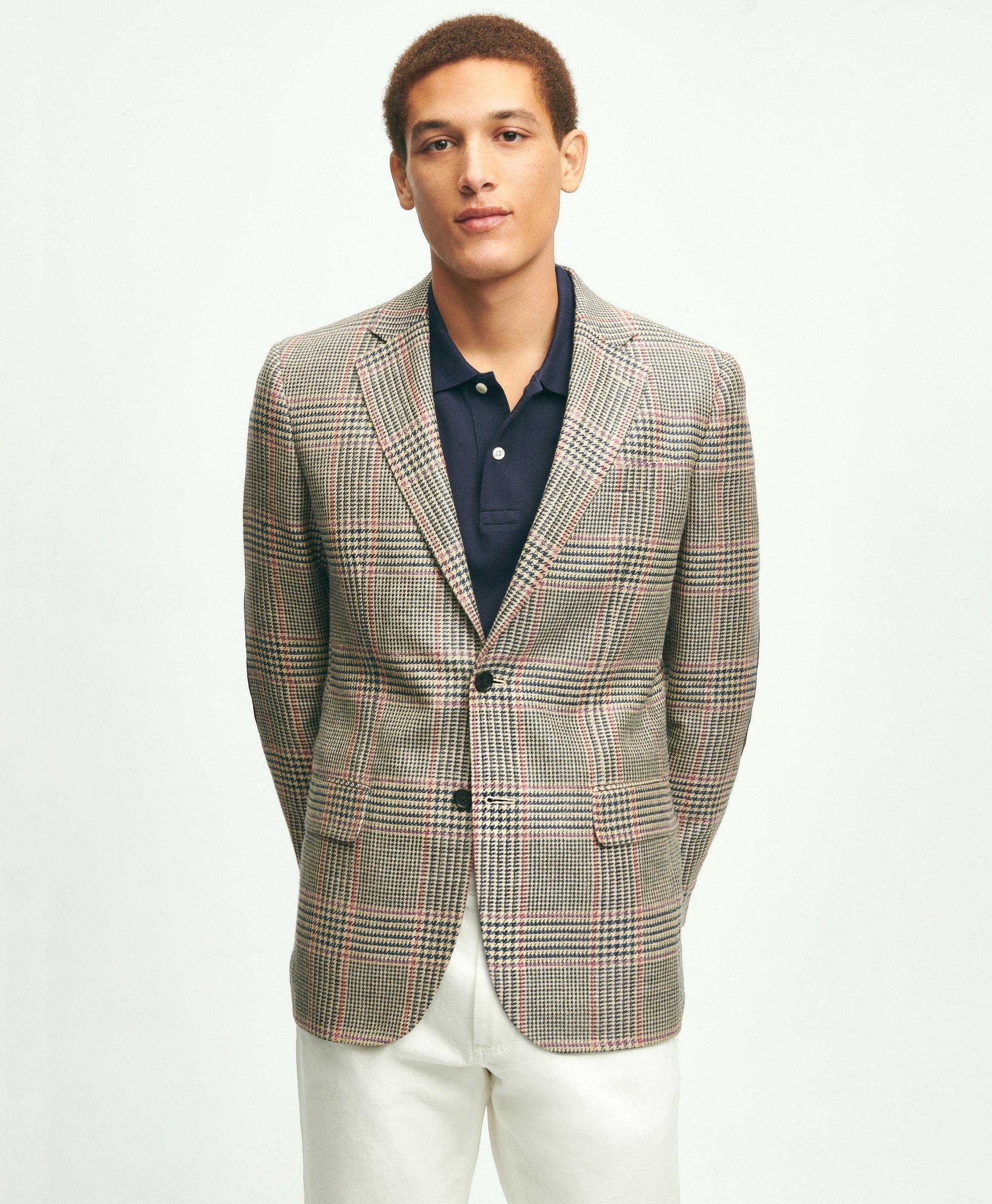 Brooks Brothers Milano Slim-fit Wool-silk-linen Check Hopsack Sport Coat | Size 38 Regular In Multicolor