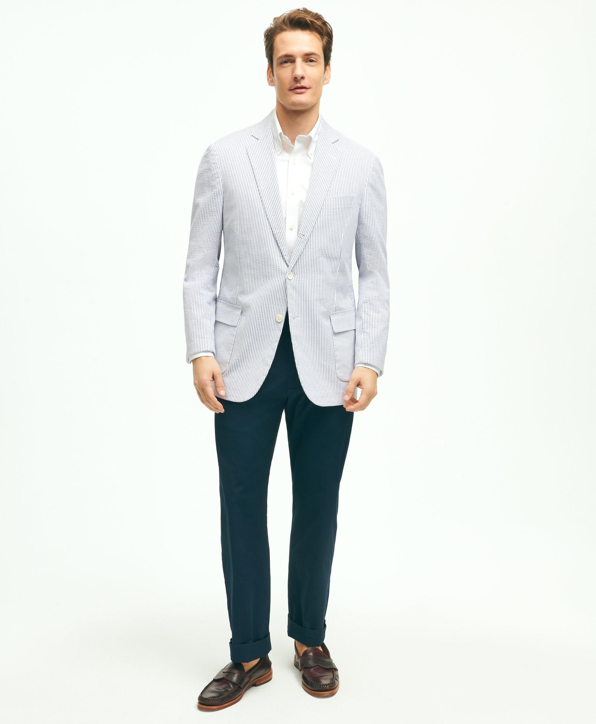 Brooks Brothers Classic Fit Stretch Cotton Seersucker Sport Coat In Blue
