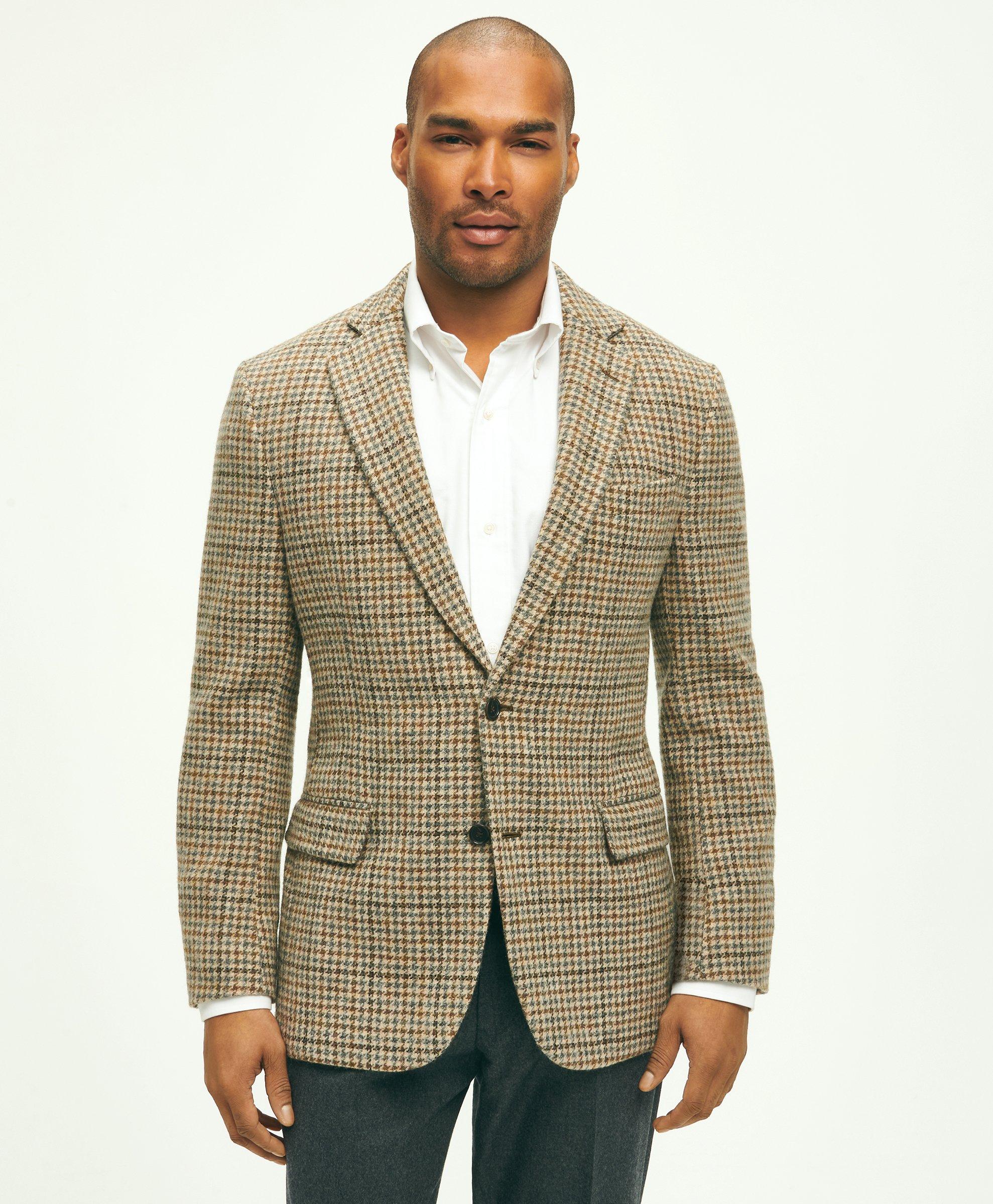 Brooks Brothers Classic Fit Wool Tweed Checked 1818 Sport Coat | Brown | Size 42 Long
